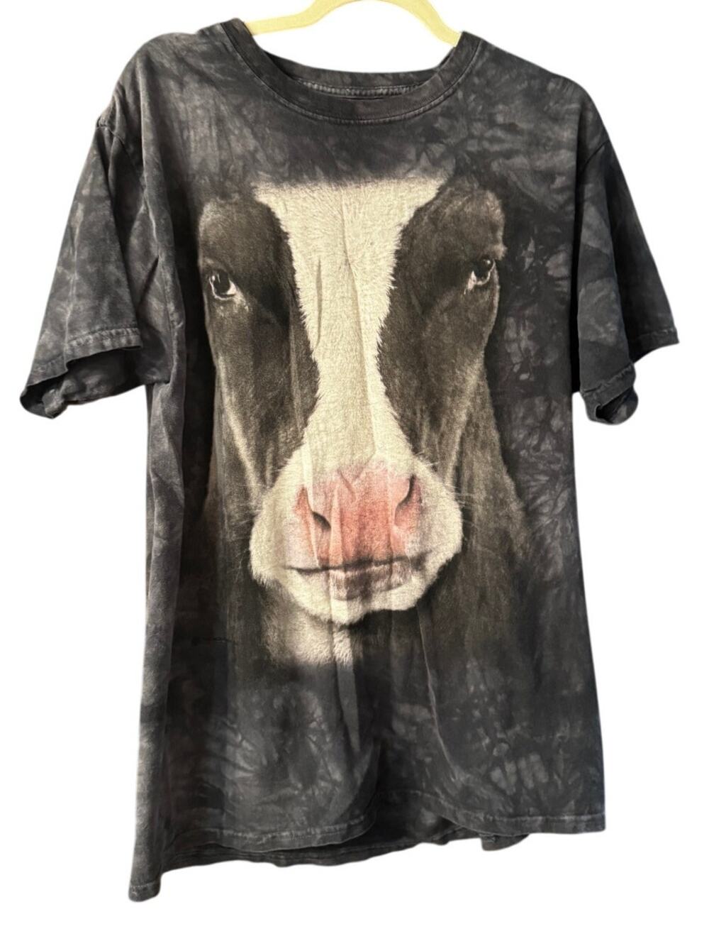 The Mountain cow face tee black acid wash animal graphic tshirt Size XL